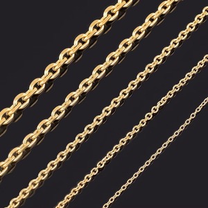Collar de cadena cubana con eslabones en forma de O para hombre y mujer, chapado en oro, de acero inoxidable, accesorios de joyería ovalados para regalo DIY - Product Image 1