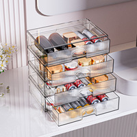Organisateur de cosmétiques élégant en acrylique transparent de type tiroir, support de rangement de luxe en plastique pour rouges à lèvres, présentoir de maquillage de bureau 1-3L