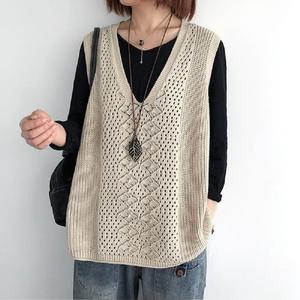 <span class=keywords><strong>Chaleco</strong></span> sin Mangas de Punto <span class=keywords><strong>Calado</strong></span> con Cuello en V para <span class=keywords><strong>Mujer</strong></span>, Estilo Holgado, Informal, para Uso Diario y Ocio, 2025 - Product Image 6