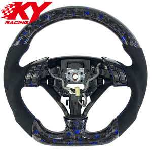 Accessoires intérieurs automobiles, volant en cuir et fibre de carbone forgée bleue, compatible avec Acura TL TLX TSX ILX MDX - Product Image 1