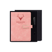 PQ Deer Head U-Buckle - Lot de 2 carnets cadeaux minimalistes en cuir personnalisés, journal à couverture rigide personnalisé, promotionnel vintage