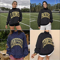Sweat à capuche personnalisé pour femme, col montant simple face, motif hip-hop par transfert thermique, lettres en relief, pour les matchs des équipes universitaires