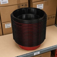 Plateau de service jetable en plastique de 2000 ml avec couvercle, rouge et noir, sans BPA, conforme FDA, recyclable, micro-ondable, qualité alimentaire, vente en gros