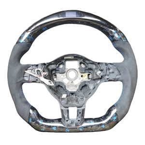Volant sport personnalisé en fibre de carbone forgée avec LED pour Golf MK7 MK7.5, fond plat, amélioration de performance pour la course - Product Image 1