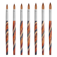 Pinceaux professionnels pour nail art en poils de Kolinsky, manche en bois, virole sertie, pour poudre acrylique, différentes tailles américaines # 8-20