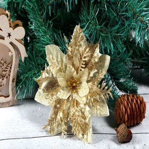Flor Artificial de 14 cm, Decoración Artificial <span class=keywords><strong>Grande</strong></span>, Flor de Pascua, Árbol <span class=keywords><strong>Grande</strong></span>, Flores de Navidad con Purpurina - Product Image 6