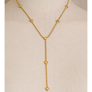 जिनयू 4441 फैशनेबल वाई-चेन हार सोने की प्लेटेड स्टेनलेस स्टील हार्ट पेलेंट गहने - Product Image 3