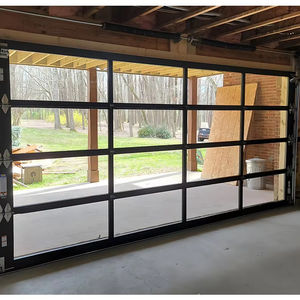 Porte de <span class=keywords><strong>garage</strong></span> en verre moderne et étanche pour villa, avec ouverture coulissante et portillon piétonnier - Product Image 1