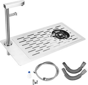 Estación Comercial de Enjuague de Vasos para Cafeterías, Lavavasos de Acero Inoxidable para Mostrador con Grifo, Bandeja de Goteo y Kit de Instalación - Product Image 1