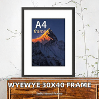 Cadre photo en bois 30x40cm avec support amovible A4, montage mural, orientation horizontale et verticale pour usage domestique