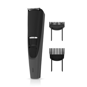 เครื่องเล็มหนวดเคราสำหรับผู้ชายแบบชาร์จไฟได้พร้อมหวีรองตัดสีดำ เครื่องโกนหนวดไฟฟ้าสำหรับหนวดเคราหนา เครื่องเล็มขนแบบพกพา - Product Image 1