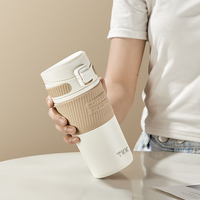Tasse à café isotherme portable en acier inoxydable 18/10 de 450 ml avec couvercle et poignée, personnalisable avec logo, pour voiture et voyage, maintien thermique 12-24 heures