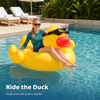 Bouée gonflable en PVC en forme de canard pour adultes, flotteur individuel à chevaucher avec poignée pour piscine, lac, plage