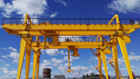 Grue à portique à double poutre de type MG de marque Weihua, 200 tonnes, commande par cabine, pour utilisation en extérieur sur chantier