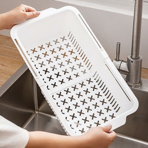 HANGSHAU 2024, accesorios <span class=keywords><strong>de</strong></span> <span class=keywords><strong>cocina</strong></span>, escurridor <span class=keywords><strong>de</strong></span> doble capa, cesta retráctil <span class=keywords><strong>de</strong></span> plástico para frutas y verduras, escurridor <span class=keywords><strong>de</strong></span> fregadero - Product Image 1