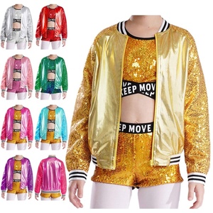 Chaqueta Metálica para Baile de Salón Latino para Niñas de 6 a 16 Años, Ropa Exterior para Hip-Hop, Baile Callejero, Competencia, Fiesta, Ropa de Baile Hip Hop - Product Image 1