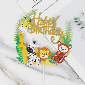 Forest Theme Birthday Cake Toppers Paper Die Cut Reusable Animal Zoo Decorations For Children's Party - Product Image 2