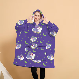 Factory Oversized Portable Eco-Friendly 100% Polyester Big Blanket <strong>Hoodie</strong> for Adults Extra <strong>Long</strong> Sherpa Wearable Hooded - Product Image 1