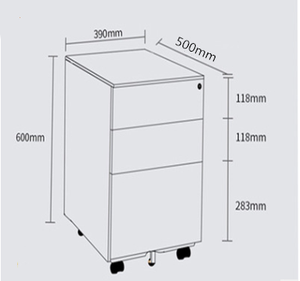 Meuble de rangement mobile moderne à 3 tiroirs pour bureau, armoire à roulettes A4/FC pour école, supermarché, vente en gros en métal - Product Image 6