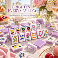 Ensemble de mahjong américain de luxe en acrylique double couche, lilas et blanc, 160 tuiles, pour soirée de jeu