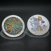 Douze Constellations personnalisées Soleil Lune Dieu Pièce porte-bonheur Pièces commémoratives de couleur argent