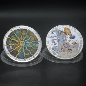 Özel oniki takımyıldızları güneş ay tanrı şanslı sikke gümüş renkli hatıra paraları - Product Image 3
