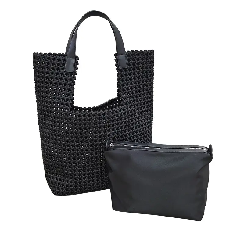 Private Label Large Capacity Woven Leather Tote Shoulder Bags Designer Tote Bags Light luxury hand-woven bag
