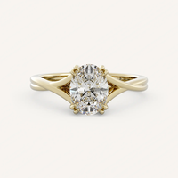 Bague de fiançailles solitaire en or massif 10K/14K/18K avec diamant de laboratoire ovale de 2 carats, taille croisée, à deux branches, certifiée IGI CVD/HPHT