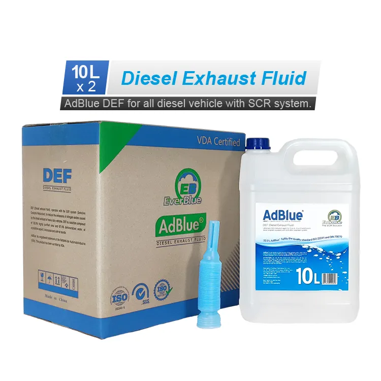 Solution d'urée 10L AdBlue ISO 22241 DEF pour véhicules diesel avec certification VDA