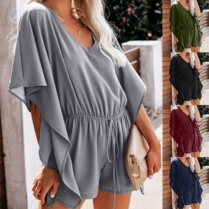 <span class=keywords><strong>Robe</strong></span> à <span class=keywords><strong>manches</strong></span> <span class=keywords><strong>courtes</strong></span>, élastique, couleur unie, pour femme, <span class=keywords><strong>col</strong></span> en <span class=keywords><strong>v</strong></span>, Simple, décontractée, nouveauté tendance, été, 2020 - Product Image 1