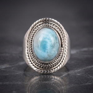 <b>Cheap</b> Trendy Natural Larimar Gemstone 925 Sterling Silver Handmade Gemstone <b>Ring</b> Jewelry Wholesale Factory Price - Product Image 3