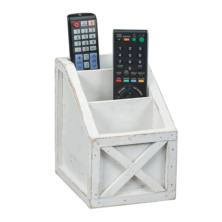 Домашний Настольный белый деревенский винтажный деревянный Органайзер с дистанционным управлением и 3 слотами