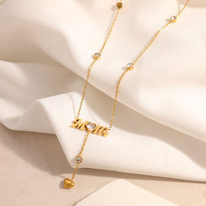 Collier délicat en acier inoxydable 316L plaqué or PVD 14k 18k pour femme, bijou de la Fête des Mères, collier « Mama » pour maman - Product Image 2