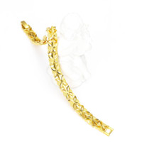 Bracelet en Chaîne à Maillons Creux Créatif avec Fermoir, Montre Cœur et Jonc Plaqués Or 24K, Bijoux Classiques de Dubaï et Arabie Saoudite pour Femme, Vente en Gros