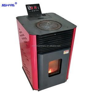Poêle à granulés à air forcé vertical avec panneau de commande numérique supérieur, flamme visible, chauffage au bois biomasse refroidi par air - Product Image 4