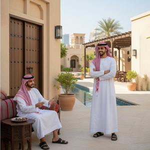 Nuovo Thobe da uomo tradizionale di alta qualità con cappuccio-elegante e confortevole abito mediorientale-perfetto per il Layyin culturale - Product Image 4