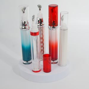 Flacon pompe à vide en alliage de zinc avec revêtement UV, double couche, brossé, pour crème pour les yeux, 15 ml, avec aiguille de massage à ultrasons - Product Image 6