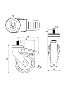 Medical Equipment TPR <strong>Wheels</strong> Castor <strong>4</strong> Inch 100MM Swivel <strong>Caster</strong> for Hospital Bed - Product Image 3
