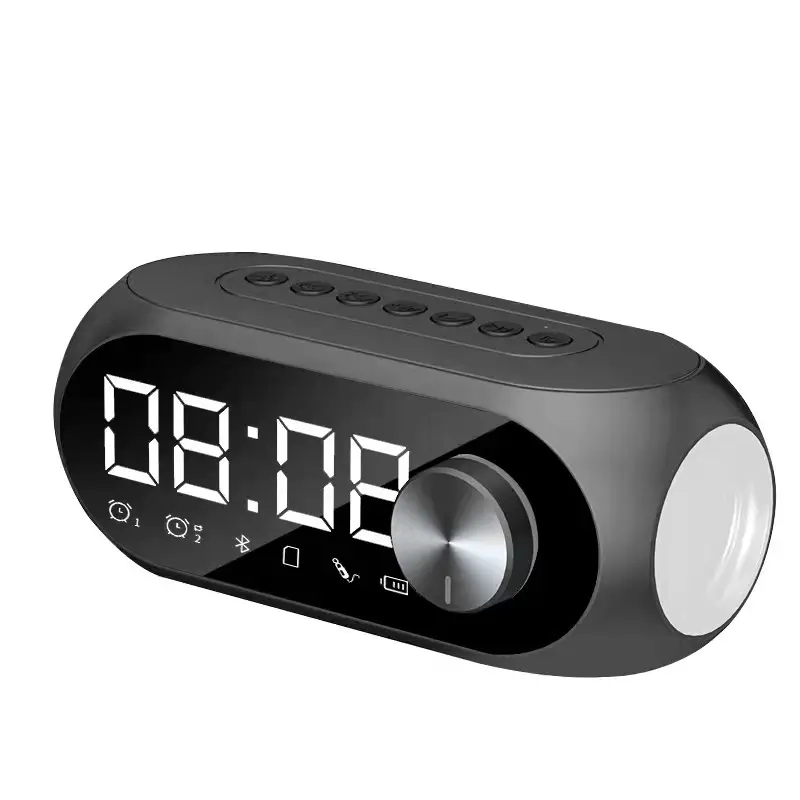 Speakers Radio Alarm Clock Mini BT Speaker Mirror Radio LED Portable Wireless Subwoofer