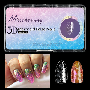 Uñas Postizas Almendradas 3D con Diseño de Escamas de Pescado, 120 Unidades por Caja, Uñas Artificiales Largas para Ballet - Product Image 6