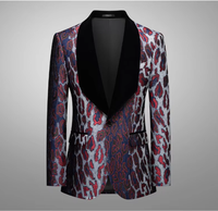 Blazer de costume italien à simple boutonnage pour homme, style jacquard léopard, coupe ajustée, pour mariage ou cérémonie