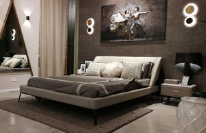 Top-Rated Luxe Up-Holsterbed Modern Minimalistisch Omzoomd Gezellig <span class=keywords><strong>Platform</strong></span> Scandinavische Stijl Slaapkamer Set Voor Villa Appartement - Product Image 4