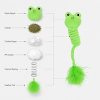 Jouet pour chaton en peluche douce et froissée, avec herbe à chat, motif animaux colorés sur le thème du printemps, amusant et personnalisé, fabriqué par Famipet