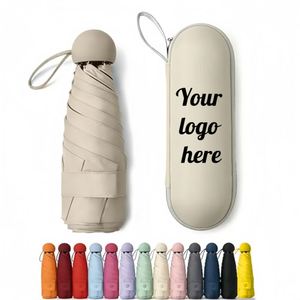 Parapluie pliable personnalisé double usage, compact, résistant aux UV, mini parapluie solaire portable en vinyle pour l'ombrage et la promotion publicitaire - Product Image 1