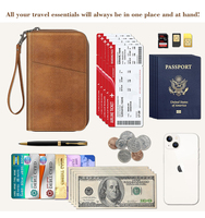 Portefeuille de voyage personnalisé Haoran avec logo, organiseur de documents, pochette en cuir RFID, porte-passeport familial