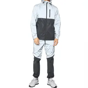 High Quality Men's Windbreaker Set 3M Reflective Joggers Sport Tracksuit Custom Hooded Jackets And Pants Suits