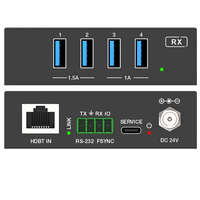 4Port USB 3.2 3.0 Extender atas kabel CAT6A hingga 100m RS-232 melewati. Bi-directional 24V PoC