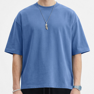 เสื้อยืดคอกลมทรงบ็อกซี่ แบรนด์แฟชั่นอเมริกัน ผ้าฝ้าย 230 กรัม แขนสั้น สีพื้น สำหรับผู้ชาย - Product Image 4