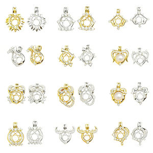 2026 <span class=keywords><strong>Fashion</strong></span> S925 liontin kandang perak kalung 12 rasi bintang liontin zodiak dengan pengaturan kosong mutiara hadiah yang indah - Product Image 1