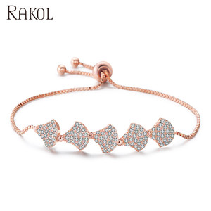 RAKOL BP2095 Pulsera de circón para mujer con cadena ajustable de cobre Chapado en platino - Product Image 6